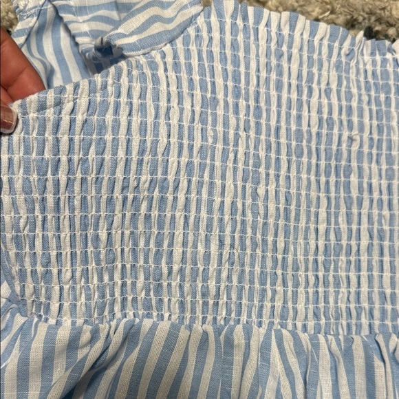 XXL (20) Time and Tru Light Blue and White Babydoll  With Cap Sleeves Blouse - Picture 9 of 11